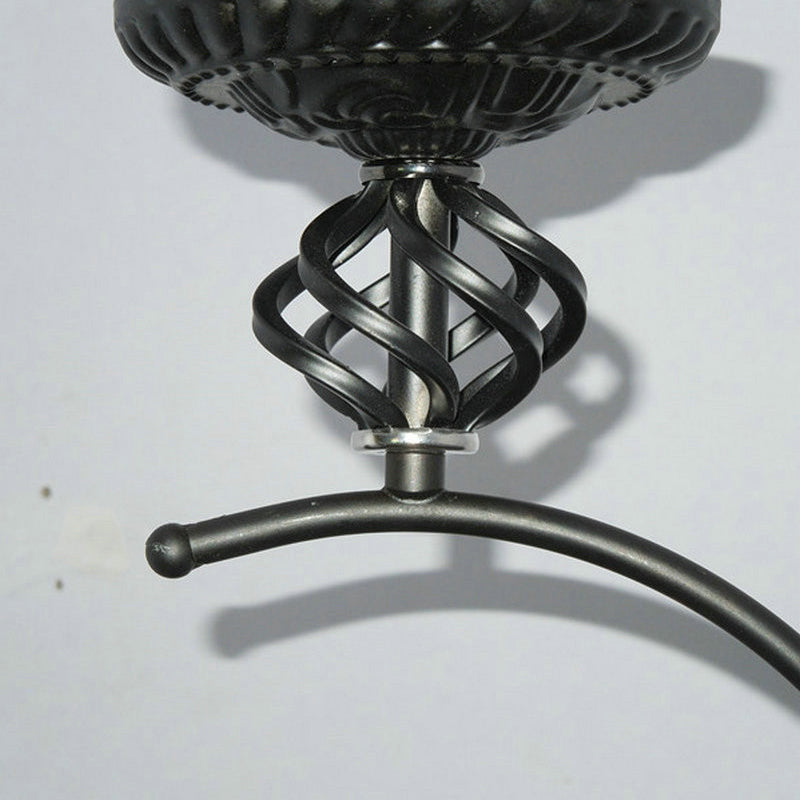 Lampada da soffitto a semi-incasso in metallo con candela senza fiamma Lampada da soffitto vintage a 1 lampadina per camera da letto con forma circolare in nero