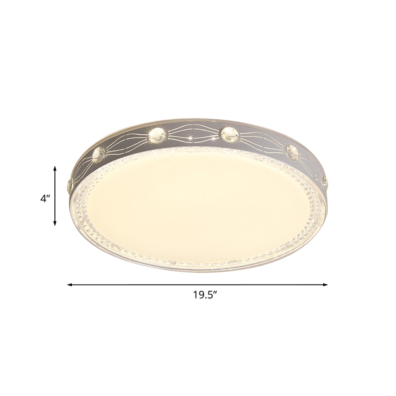 White Round Ceiling Mounted Fixture Minimalism LED Metallic Flushmount Light for Bedroom