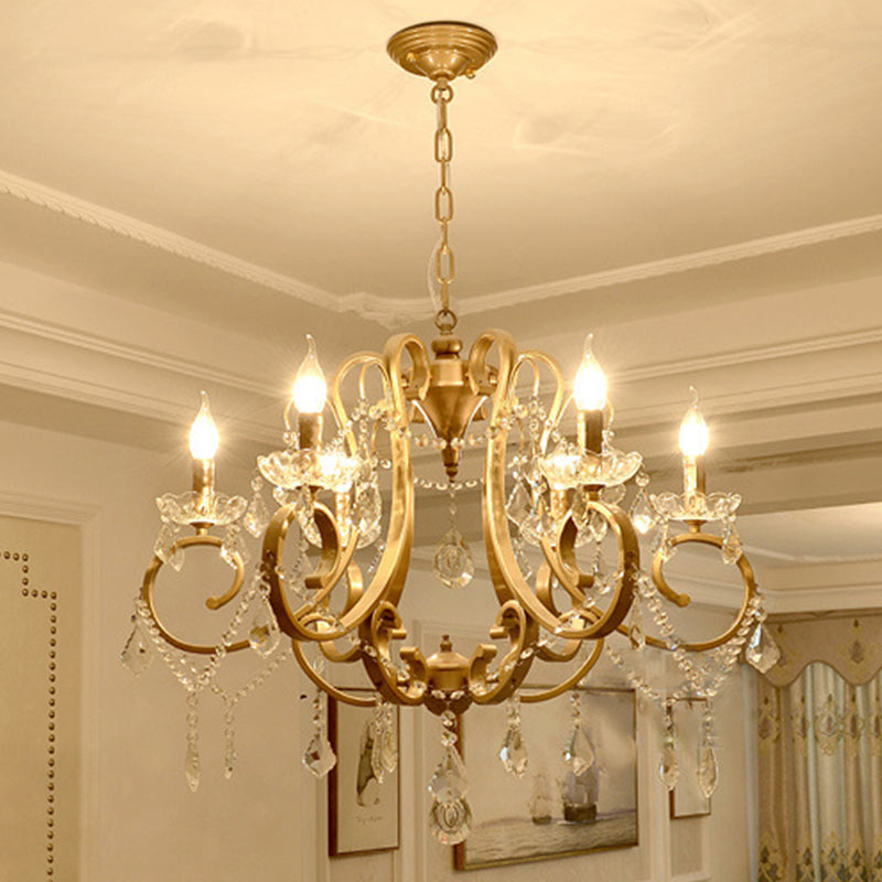 Gold 6 Bulbes Scroll lustre luminaire