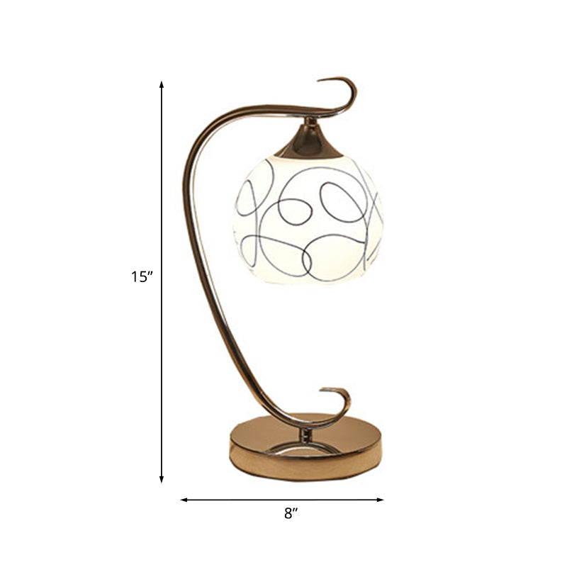 Orb Form Lernraum Lesen Lampen Klassische weißes Glas 1 Glühbirnen -Chrom -Nachttischlicht