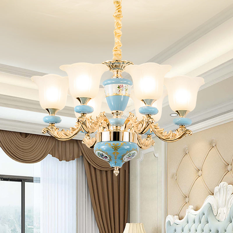Lustre en verre opaline de 3/6.