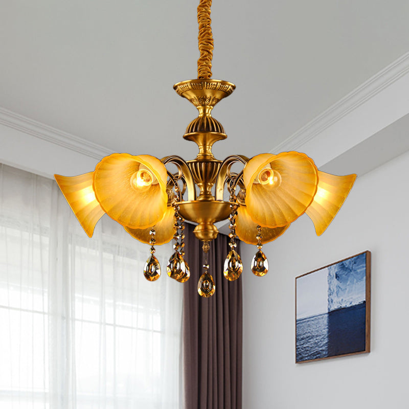 Lampada a sospensione a 6 luci in ottone Classic Draping Crystal Ball Bla lampadario Aione del lampadario