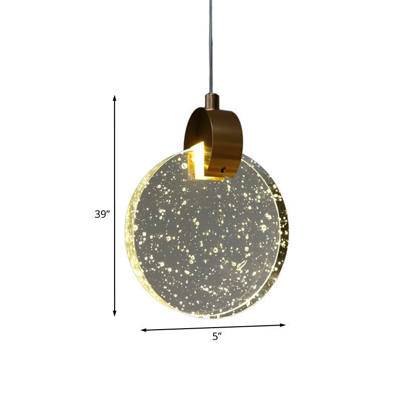 Clear Crystal Glass Gold Ceiling Light Round Panel LED Minimalist Suspended Lighting Fixture
