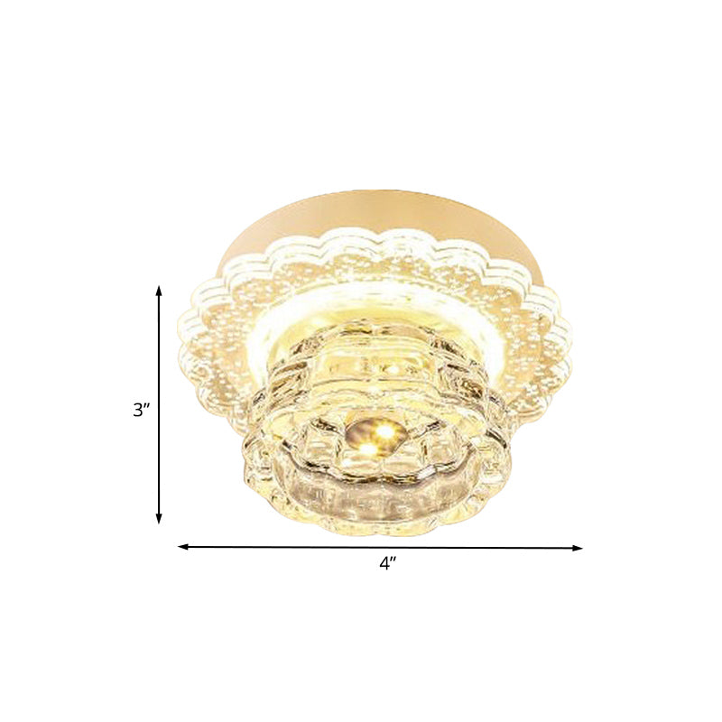 Simple Dome Flush Mount Recessed Lighting Clear Crystal LED Light Fixture Ceiling for Corridor