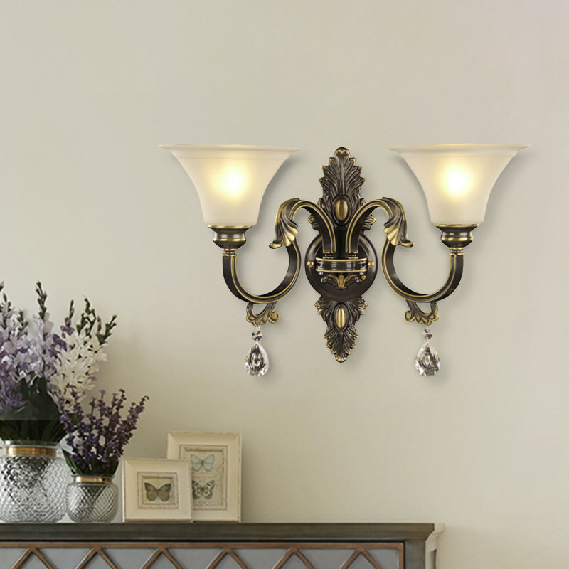 Black and Gold Bulb Wall Murd Lampe Simple Crystal Raind Trop Bell Shade Gnonce Lightture