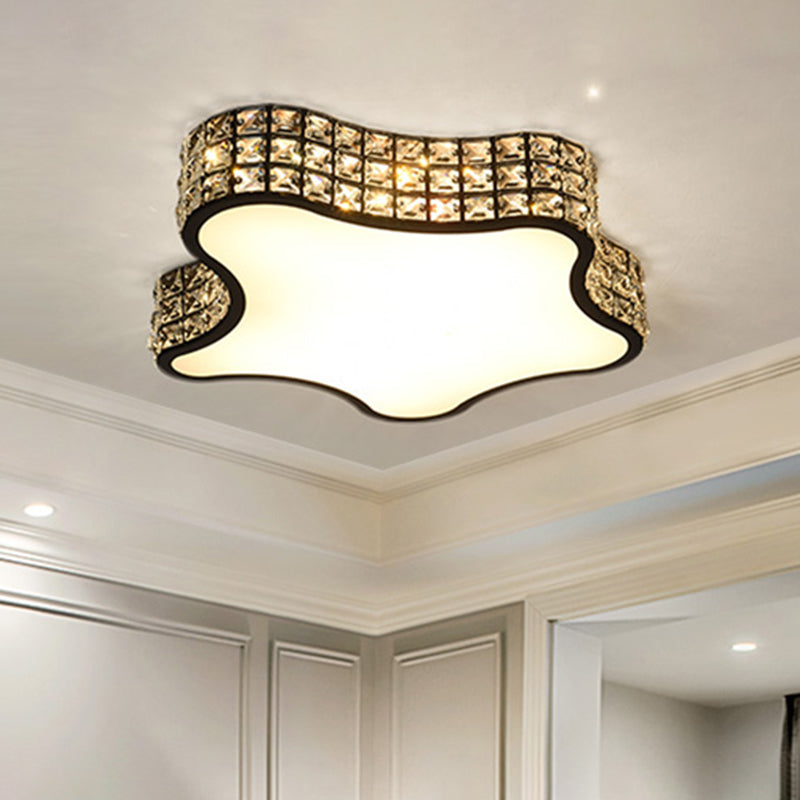 Minimalist Star Flush Ceiling Light LED Inserted Crystal Light Fixture Ceiling in Black