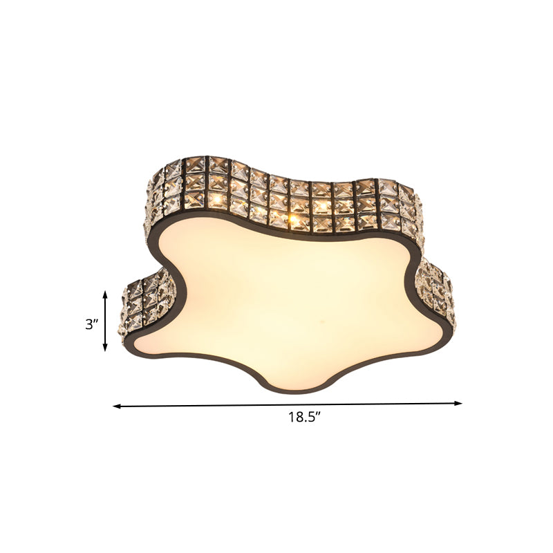 Minimalist Star Flush Ceiling Light LED Inserted Crystal Light Fixture Ceiling in Black