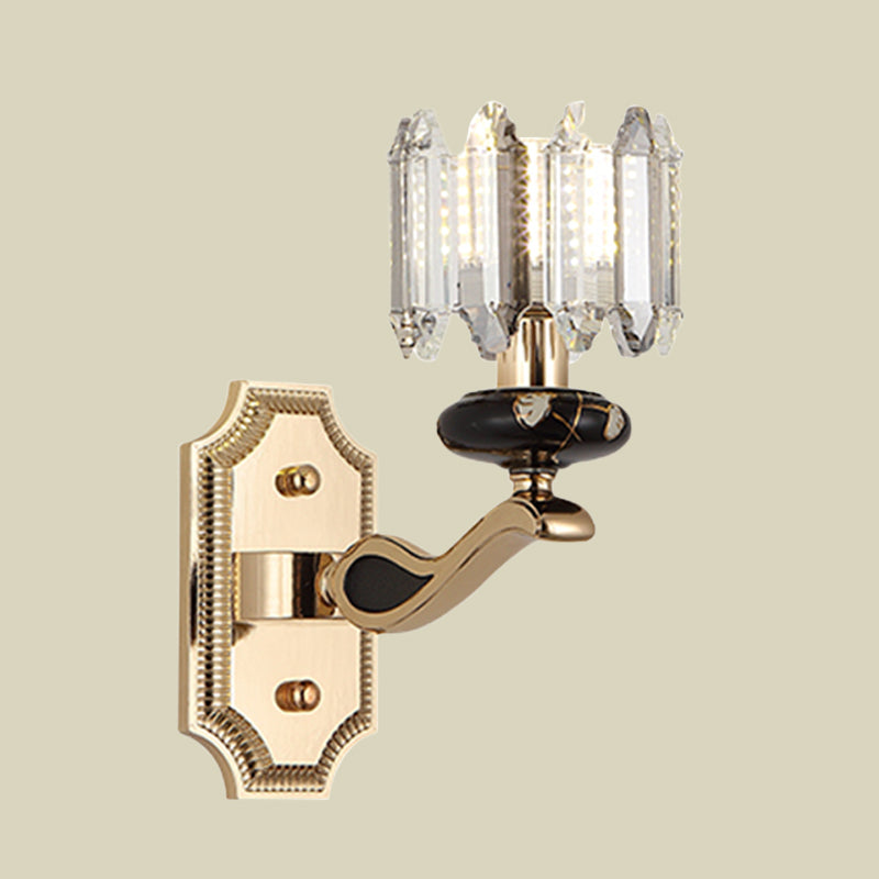 Cylindrical Bedroom Murce Galce Light Minimaliste Verre à facettes 1 Tête Gold Moup de montant Lampe