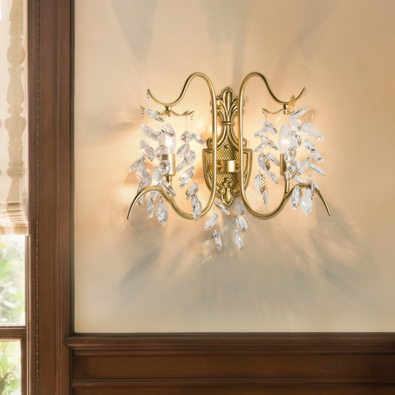 Foglie d'oro Pronce luce originale cristallo gocciolamento 2 luci per la camera da parete illuminazione da parete