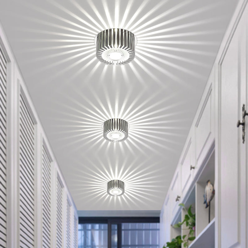 Aisle RGB LED Ceiling Flush Mount Simplicity Chrome Flushmount Lamp with Round Aluminum Shade
