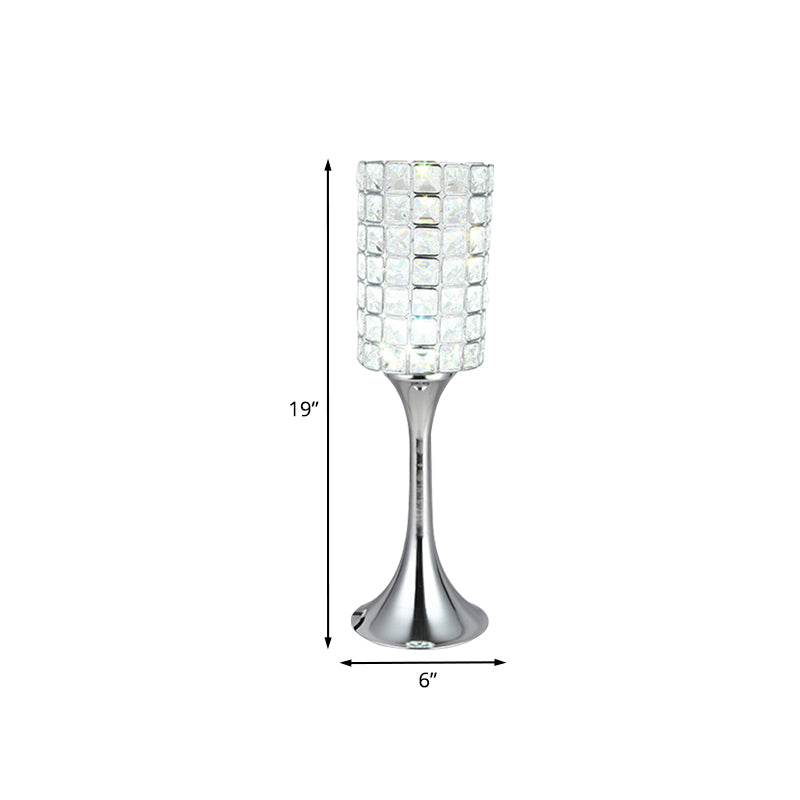 Lámpara de mesa de cilindro de cristal cortada a mano Rala de estudio minimalista de escritorio LED Luz en cromo