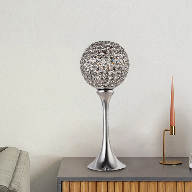 Modernismo Esfera Mesa nocturna Lámpara de mesa óptica prismática Luz de mesa LED en cromo