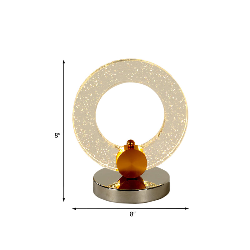 Lámpara de mesa nocturna de anillo de halo Luz de escritorio de cristal semilla transparente minimalista para sala de estar