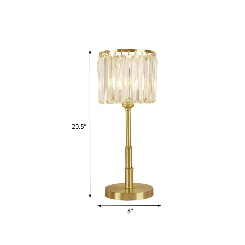 Lámpara de vidrio transparente de vidrio transparente LED Luz de comedor cilíndrico de latón Luz de mesa de comedor cilíndrico