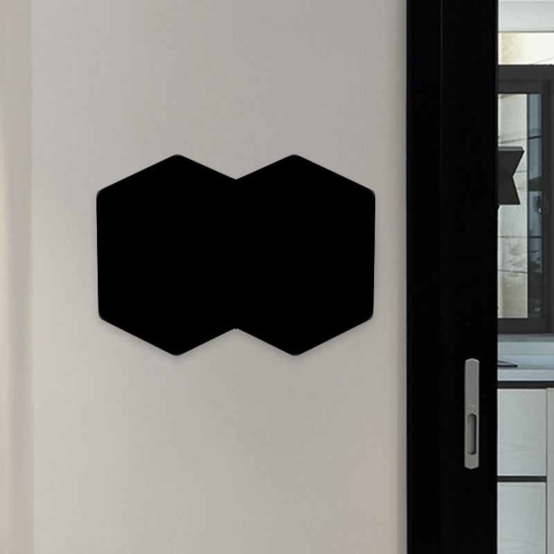 Modern 2/3/4-Light LED Flush Mount Black Hexagon Wall Mounted Light with Aluminum Shade, RGB Colored Light