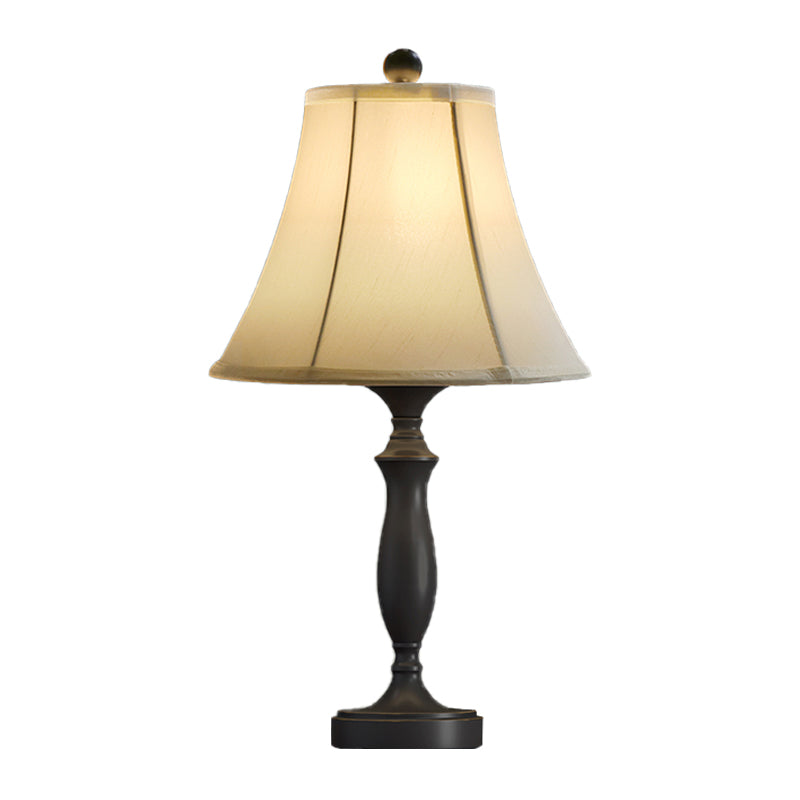 Trumpet Shade Bedside Nightstand Light Rural Fabric Single-Bulb Black Table Lighting