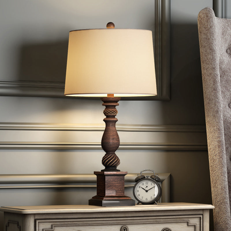 Lampada da notte con paralume in tessuto, lampada da comodino rurale con 1 lampadina, colore rosso marrone, larghezza 12"/14"