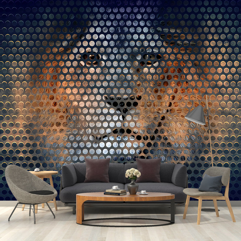 Orange and Black Minimalist Mural Wallpaper Custom-Printed Lion Head Wall Covering for Accent Wall