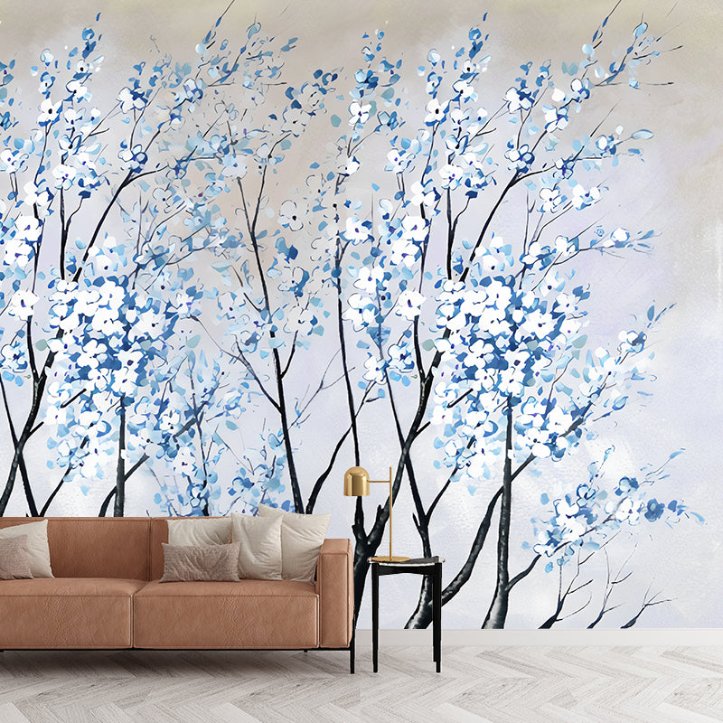 Big Photography Sakura Blossoms Mural Wallpaper Guest Room Decorative Wall Art in Soft Color, Made to Measure