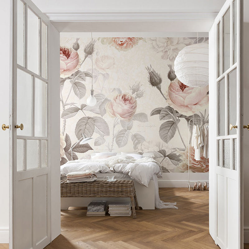 Water-Resistant Elegant Roses Wall Art Personalized Size Contemporary Wall Mural for Accent Wall