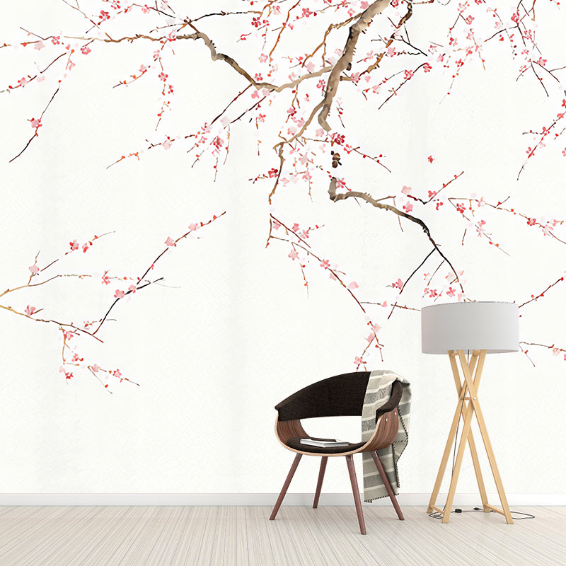 Photo Style Plum Blossoms Mural Full Size Wall Covering for Girl's Bedroom, Made to Measure