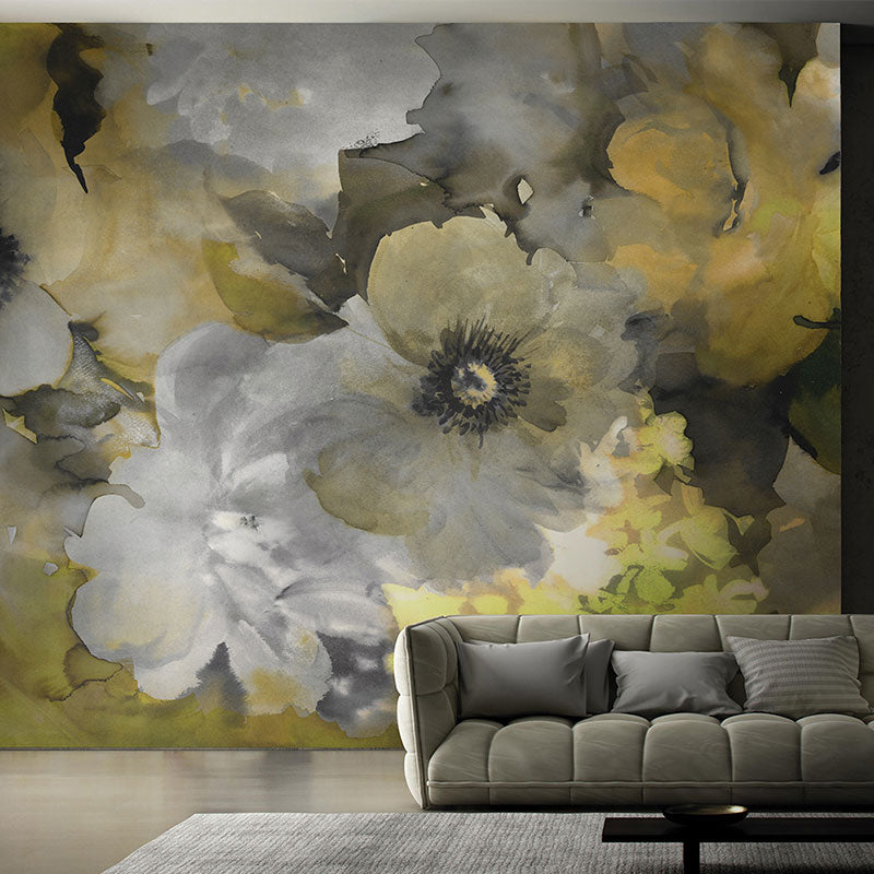 Natural Color Blossoming Flower Mural Moisture-Resistant Wall Art for Guest Room Decor