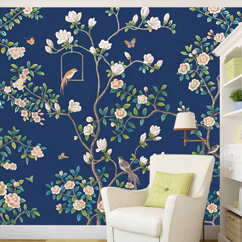 Autocollant Mural de campagne avec grande Illustration, pour la décoration de la maison, avec motif de fleurs de jardin, couleur naturelle