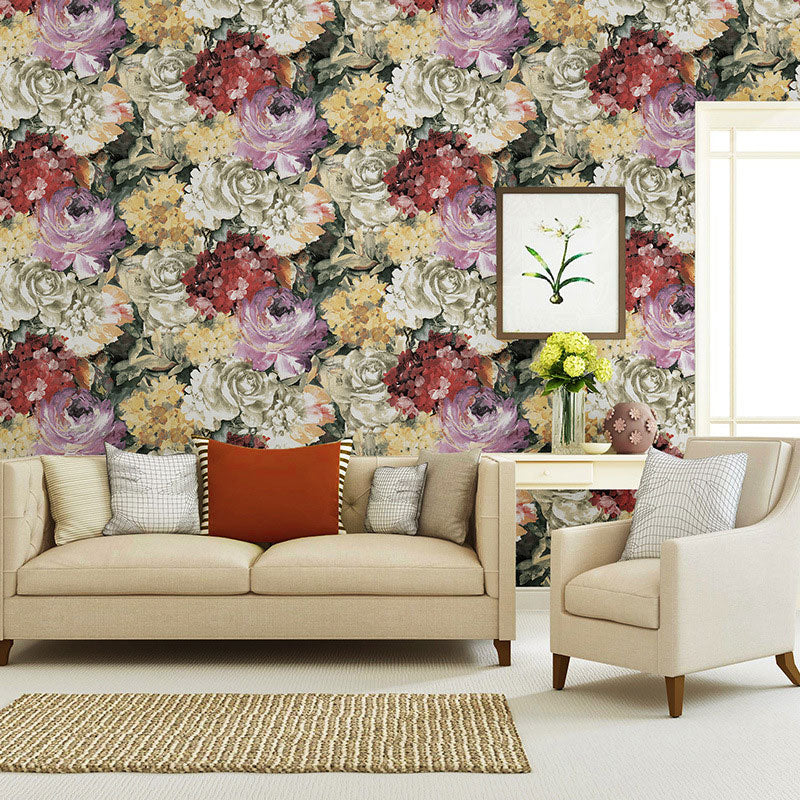 Blühende Blumenwandverkleidung für Gästezimmerdekoration in mehrfarbig, 33 Fuß x 20,5 Zoll