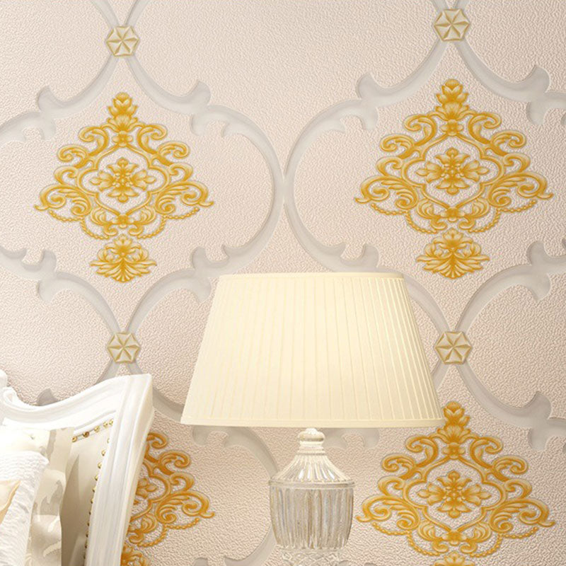 Classic Damask Design Wallpaper Roll for Accent Wall, Neutral Color, 20.5 in x 33 ft