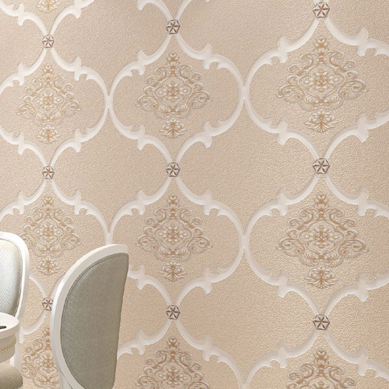 Classic Damask Design Wallpaper Roll for Accent Wall, Neutral Color, 20.5 in x 33 ft
