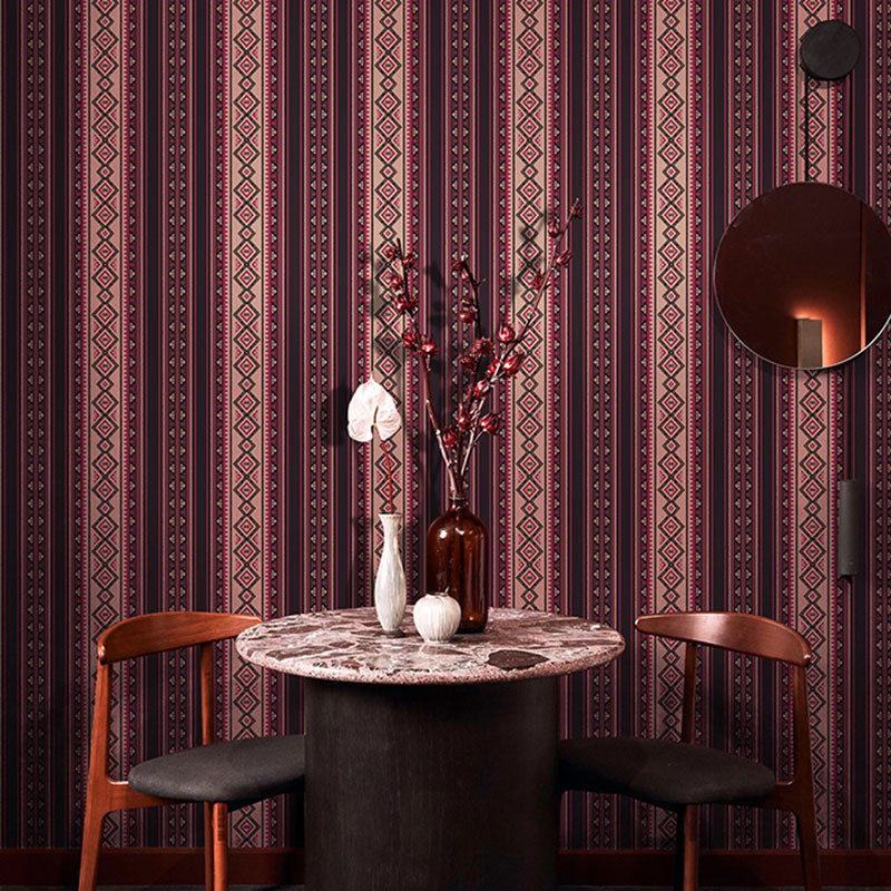 Ethnic Vertical Stripe Wallpaper Roll for Accent Wall, 33' by 20.5" Wall Decor in Natural Color