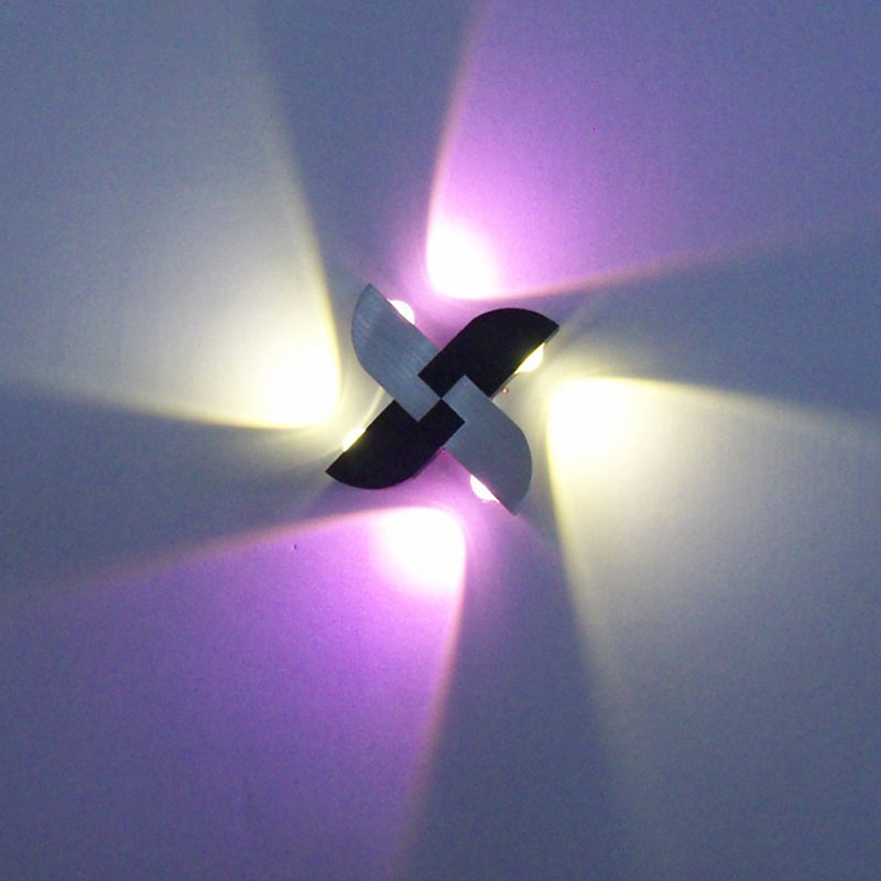 Windmühle Aluminiumwandbeleuchtung zeitgenössischer Schwarz- und Silber -LED -Lampenlampe in RGB Farblicht