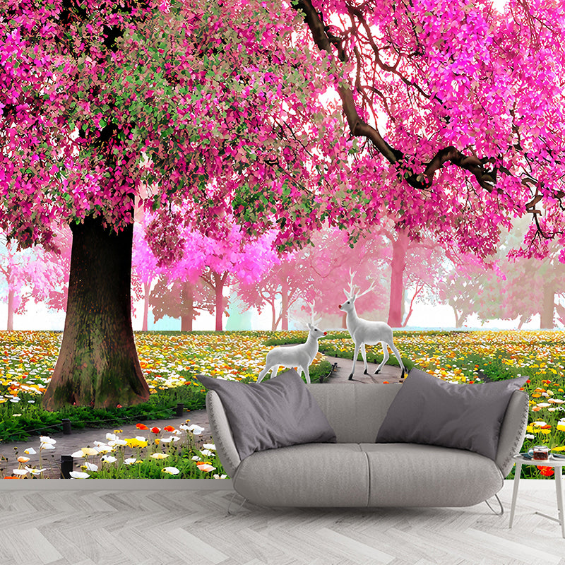 Water-Resistant Blossoms Wall Mural Personalized Size Simple Wall Art for Coffee Shop Decor