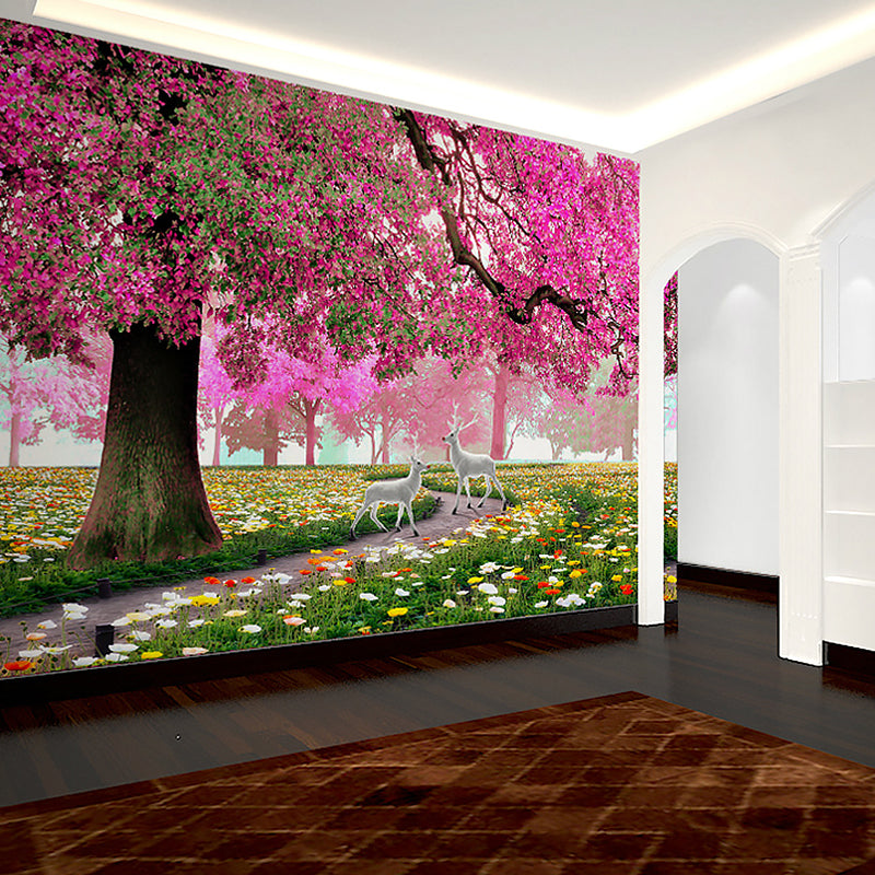 Water-Resistant Blossoms Wall Mural Personalized Size Simple Wall Art for Coffee Shop Decor