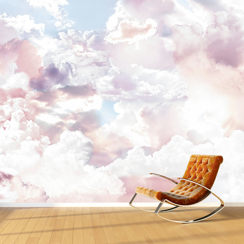Simple Cloud Wall Mural Decal for Girl's Bedroom, Pastel Pink, Personalized Size Available