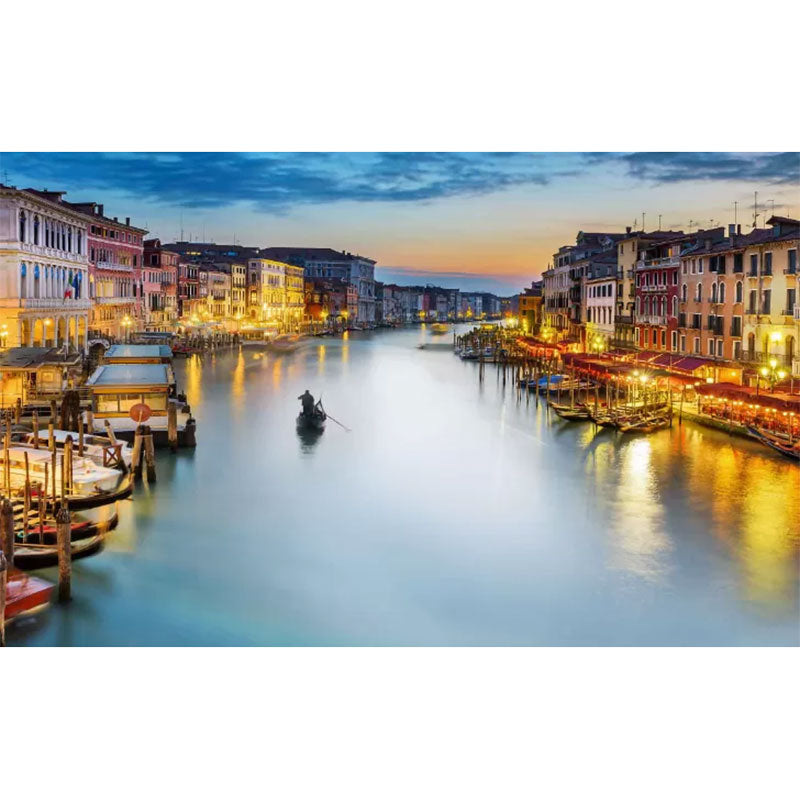 Green and Blue Venice Mural Wallpaper Moisture-Resistant Wall Art for Accent Wall