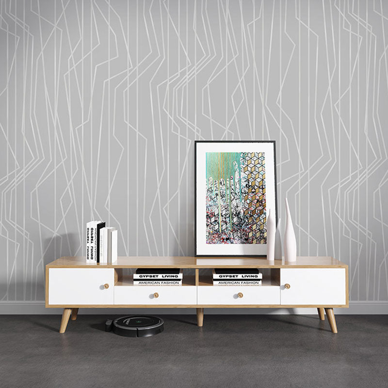20.5" x 33' Minimalist Wallpaper Roll for Coffee Shop Decoration with Linear Design in Soft Color
