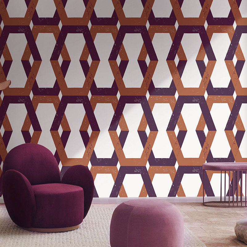Stain-Resistant Hexagon Wallpaper Roll 33'L x 20.5"W Minimalist Wall Covering for Home Decoration