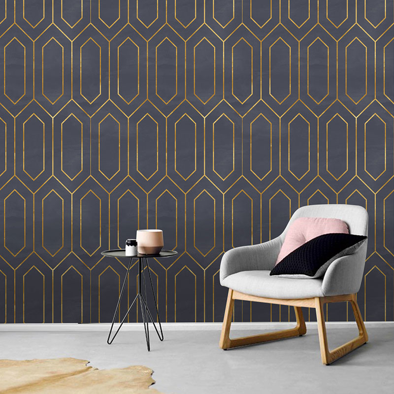 Hexagon Wall Covering in Dark Grey Plaster Wallpaper Roll Stain-Resistant Wall Decor, 19.4 sq ft., Self-Adhesive
