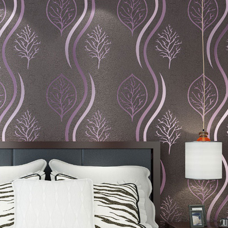 33' x 20.5" Leaves Wallpaper for Bedroom Flock Surface Wall Covering in Natural Color, Moisture-Resistant