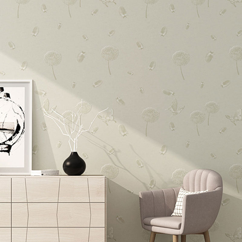 Fresh Blossoms Wallpaper Roll in Natural Color Living Room Wall Decor, Self-Adhesive, 58.1 sq ft.