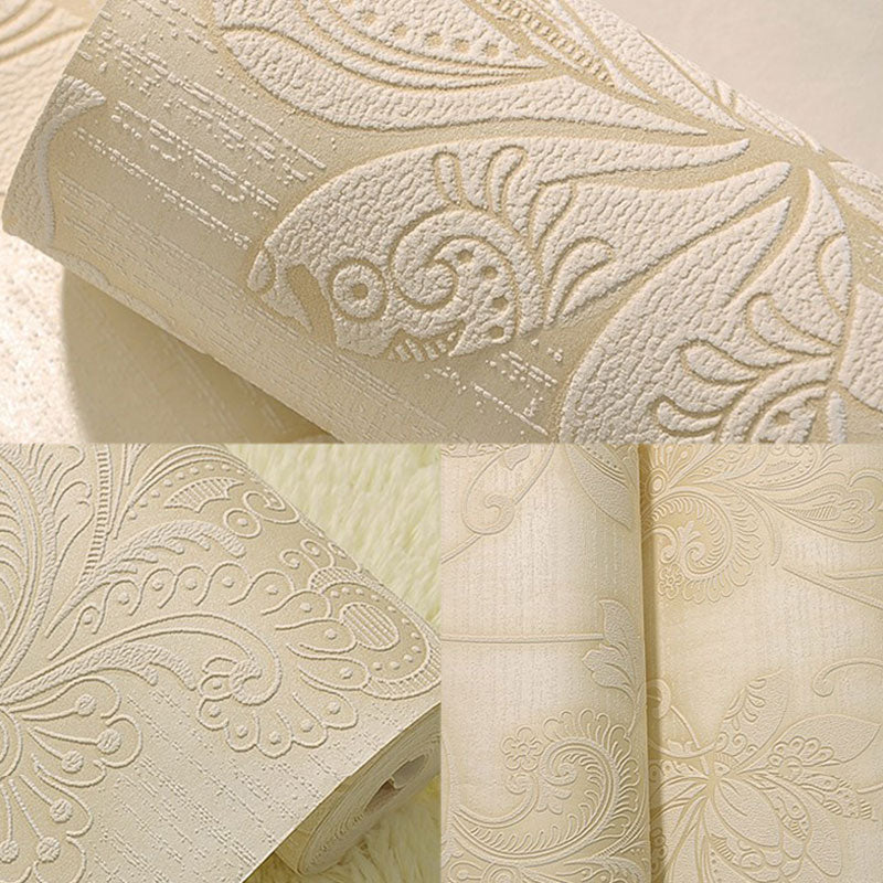 Entwined Leaves and Blossoms Wallpaper Bedroom Decorative Wall Covering in Soft Color, 20.5"W x 16.5'L, Peel and Stick