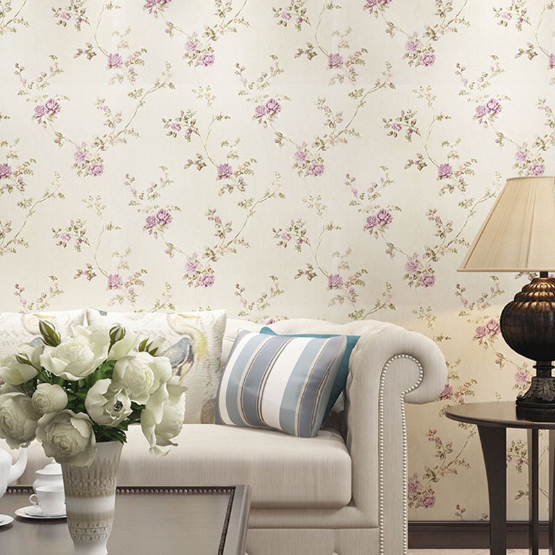 Decorative Dense Flower Pattern Wallpaper Non-Woven Minimalist Wall Covering for Accent Wall