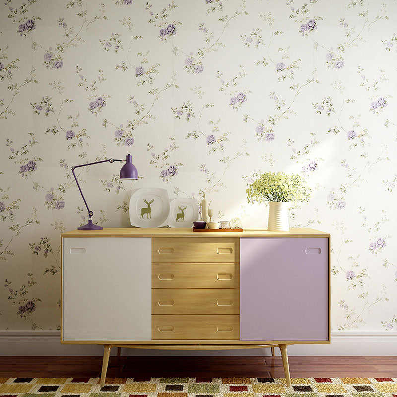 Decorative Dense Flower Pattern Wallpaper Non-Woven Minimalist Wall Covering for Accent Wall