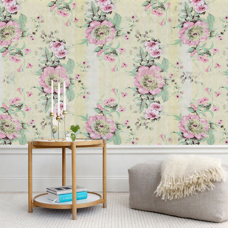 Blossoming Flowers Wallpaper Roll for Home Decoration, Pastel Color, 17.5"W x 33'L, Self-Adhesive