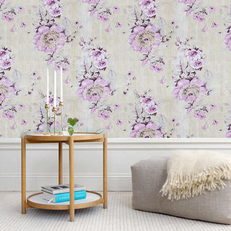 Blossoming Flowers Wallpaper Roll for Home Decoration, Pastel Color, 17.5"W x 33'L, Self-Adhesive