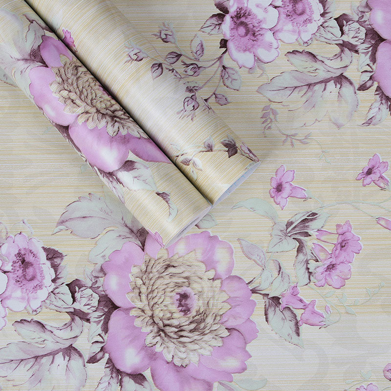 Blossoming Flowers Wallpaper Roll for Home Decoration, Pastel Color, 17.5"W x 33'L, Self-Adhesive