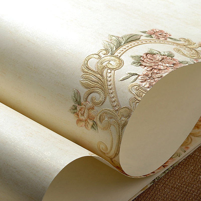 Rouleau de papier peint à fleurs de couleur pastel, décoration murale résistante à l'humidité pour le salon, 57,1 pieds carrés
