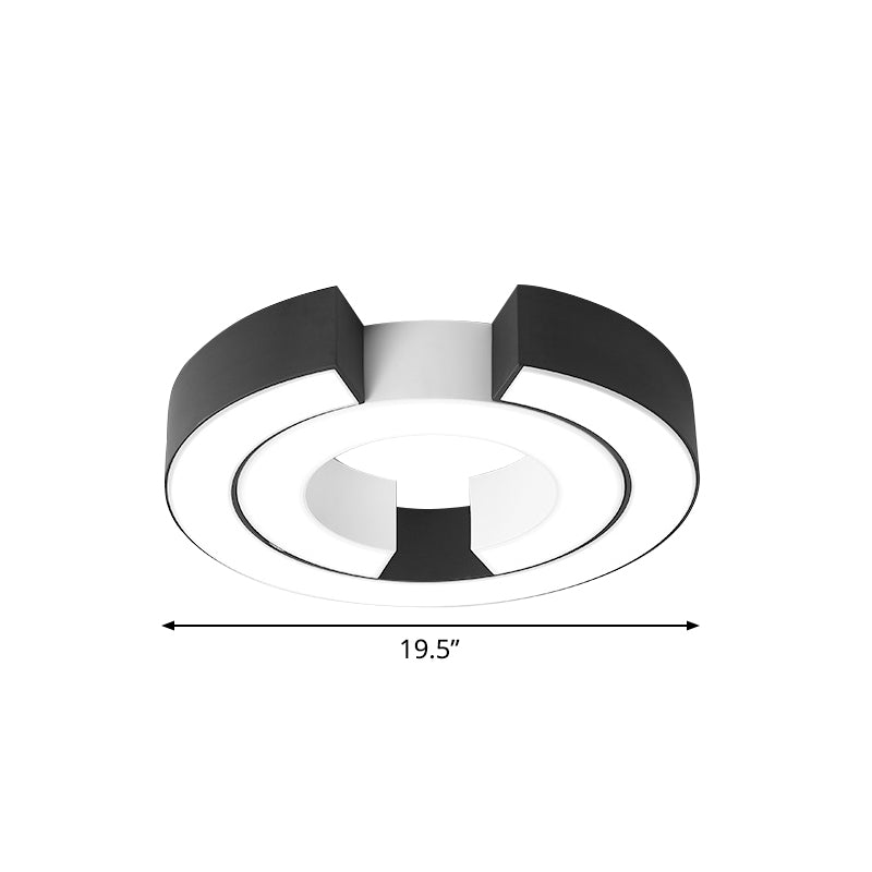 Black Double C Shaped Ceiling Mount Light Fixture Simple Metal LED Flush Mount Lamp for Office in Warm/White, 19.5"/23.5" Wide