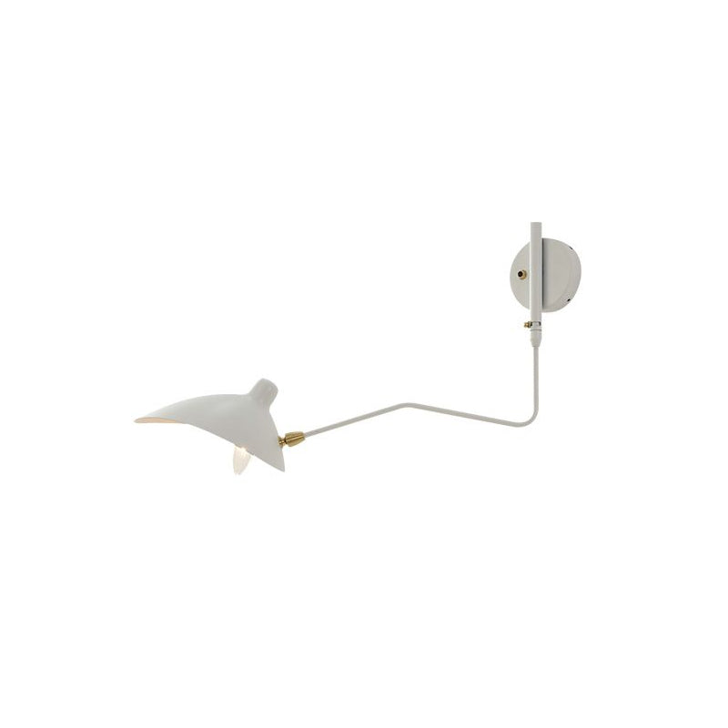 1/2-Light Living Room Wall Sconce with Curved Arm Metallic Shade Modern Style Black/White Wall Mounted Lamp